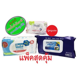 INCO /SEKURE/PUREEN  ผ้าเช็ดทำความสะอาดผิว(ทิชชูเปียก) แพ็คสุดคุ้ม