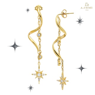 Celestial Star Swirl Earring ต่างหูเงินแท้ ชุบทอง 18K โรสโกลว์