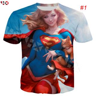 Hx Dc Hero Supergirl Comic Anime เสื้อยืดลําลองแฟชั่นสําหรับผู้ชายแขนสั้นพิมพ์ลาย 3d