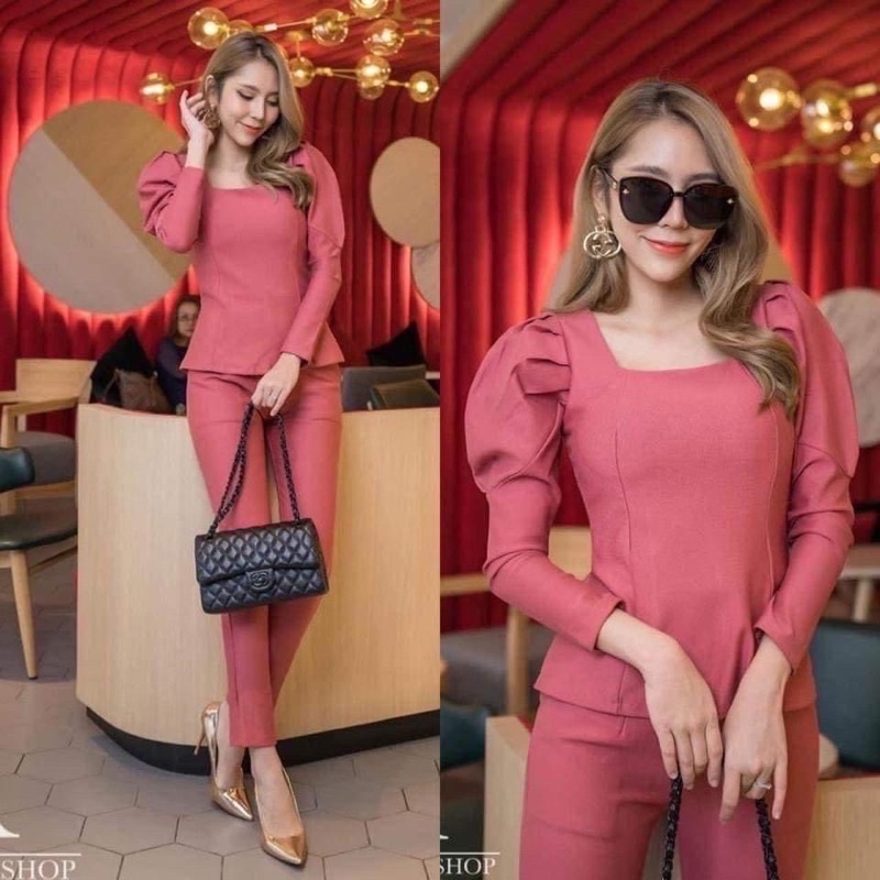 Tw เซทเสื้อคอเหลี่ยม  กางเกงขายาว - รูปที่ 3