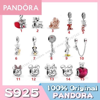 Pandora จี้เงิน s925 รูปมิกกี้ มินนี่เมาส์ และสร้อยข้อมือ ประดับลูกปัด และโซ่นิรภัย สําหรับของขวัญวันเกิดผู้หญิง DIY p825