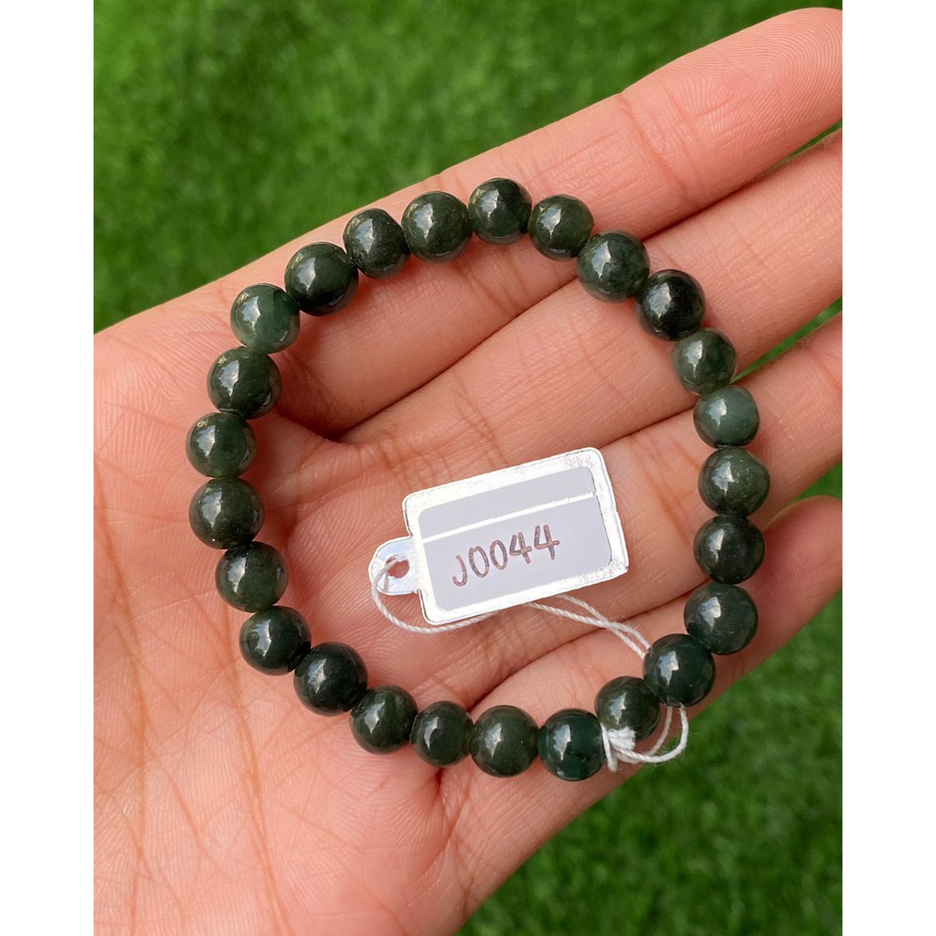 J0044 หยก พม่า แท้ Jade กำไล ประคำหยก (Jadeite Beads Bracelet) พม่า (Myanmar)