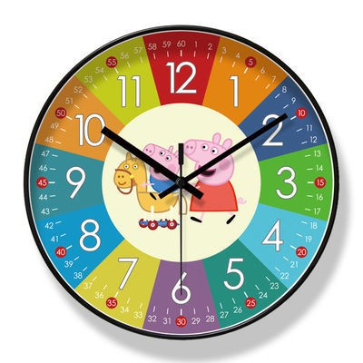 🍭สินค้าพร้อมส่ง🍭Yi Pula 6382 Little Pig Cartoon Early Education Wall Clock การศึกษาห้องเด็กห้องนอนห้