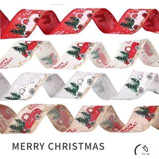 Christmas Ribbon Tape ริบบิ้นผ้า ริบบิ้น ลายคริสต์มาส มี 4 ลาย กว้าง 5 cm ยาว 5 เมตร เทปผ้า เทปพันกล่องของขวัญ ของชำร่วย