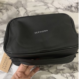 กระเป๋าSephora แท้ จากshopช่วงเดือนธันวาคม2020 สีดำ ด้านในเป็นลายขวางสีbrand สวยมาก