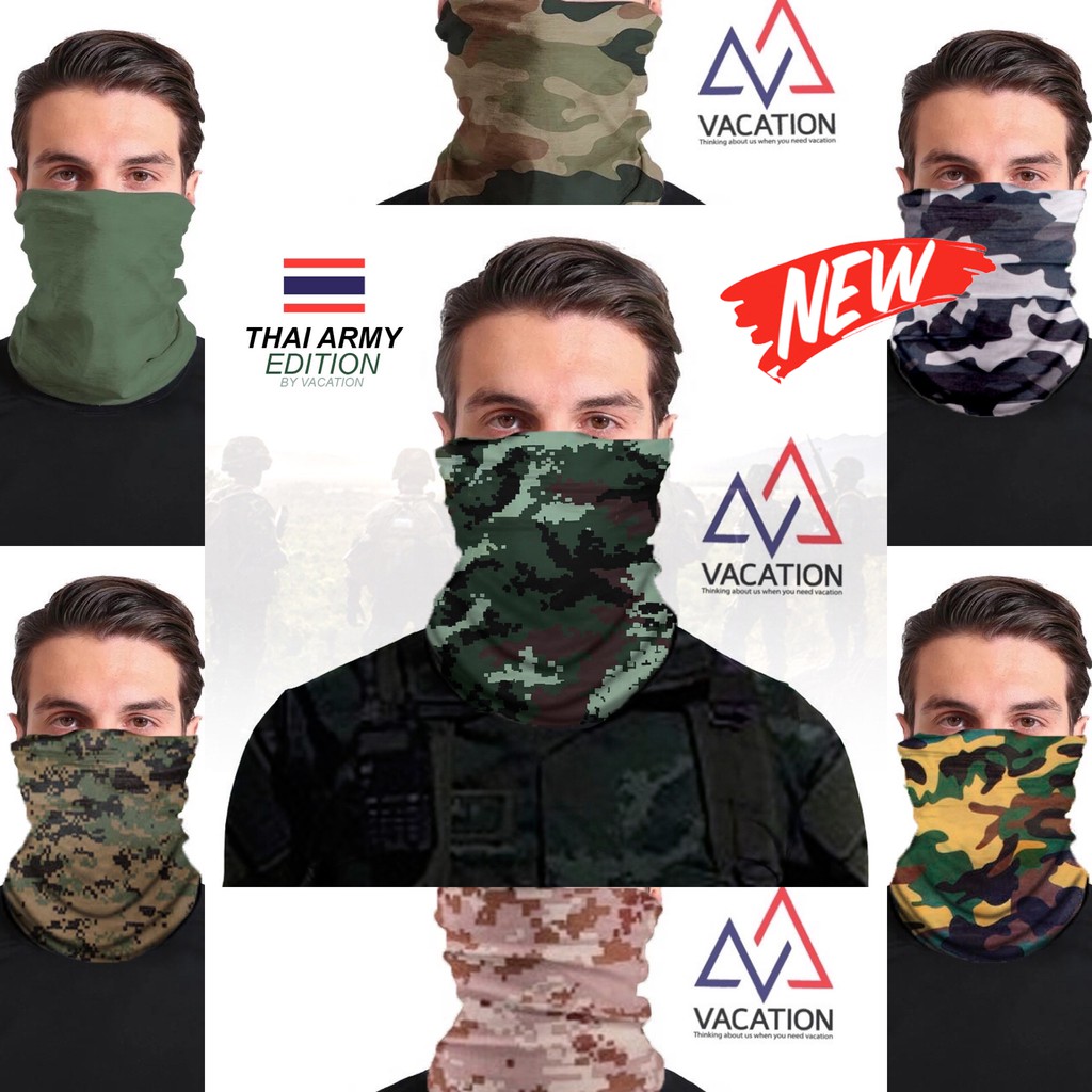 VACATION ผ้าบัฟ โพกหัว ป้องกันแดด ผ้าคลุมหน้า เดินป่า แคมป์ปิ้ง ส่งจากไทย