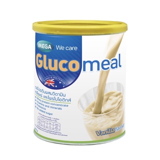 Mega Wecare Glucomeal เวย์โปรตีน ผสมวิตามิน เกลือแร่และโพรไบโอติกส์ (กลิ่นวนิลา)ขนาด 400 กรัมexp 8/23