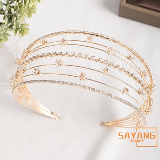 Rose Gold Glistening Rhinestone Star Pattern Decorated Hair Band Suitable Girls Daily Wear Fashion Headdress Gifts