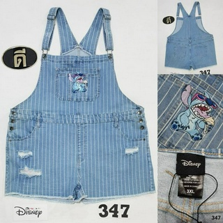 347.เอี๊ยมยีนส์ขาสั้น DISNEY มือหนึ่ง 3XL  เอววัดจริง 44