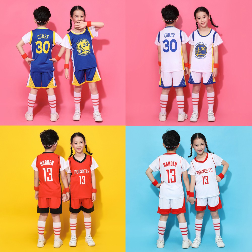 Golden State Warriors Curry 30 Jersey เด็กปลอมสองชิ้นเสื้อผ้าบาสเก็ตบอล