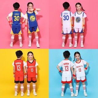 เสื้อกีฬาบาสเก็ตบอล ลายทีม Golden State Warriors Curry Houston Rockets สําหรับเด็ก