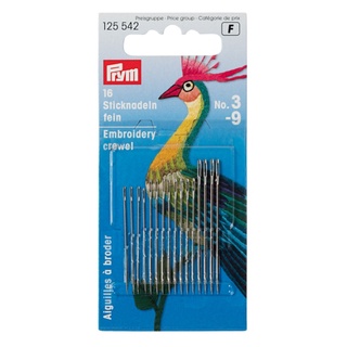 Prym Crewel needles, No. 3-9, assorted / เข็มปักคละไซส์ แบรนด์ Prym จากประเทศเยอรมนี (G125542)