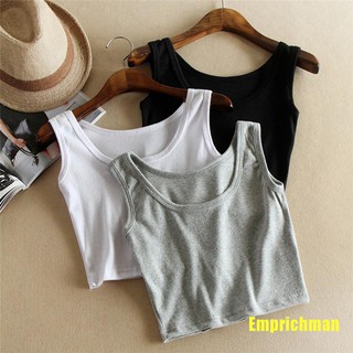 Emprichman เสื้อครอปแขนกุด สีดํา / สีขาว สําหรับ