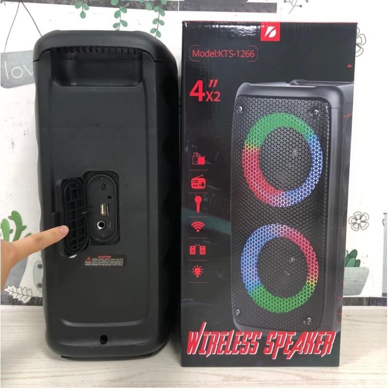 ลำโพงบลูทูธ ดอก4นิ้ว2ดอก ลำโพงปาร์ตี้ KTS-1266 งานหรู เบสแน่น 20 วัตต์ ปรับเบส-ไฟได้ ปิดไฟได้  มีที่วางมือถือ แบตในตัว - รูปที่ 5
