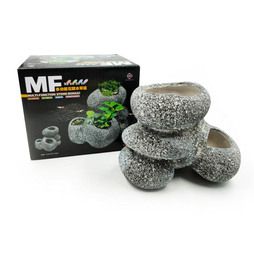 MF Multi-Function Stone-Bonsai  หินตกแต่งตู้ปลาทรงกระถางบอนไซ ใช้ปลูกไม้น้ำ หรือ เป็นบ้าน สำหรับสัตว