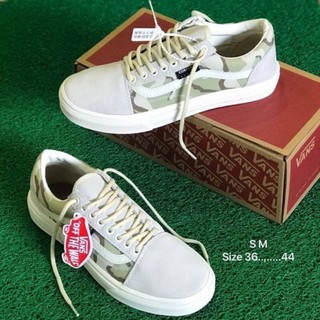 รองเท้าผ้าใบ Vans Old Skool-ทหาร ลายพรางเขียว แบบผูกเชือก มีไซส์ 36-44 [ส่งไว EMS]