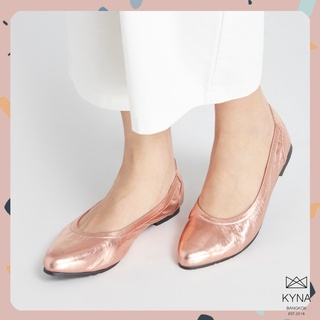 KYNA รองเท้าหนังแกะ รุ่น Kylie Flats สี Pink Gold ความสูง 1.3 ซม.