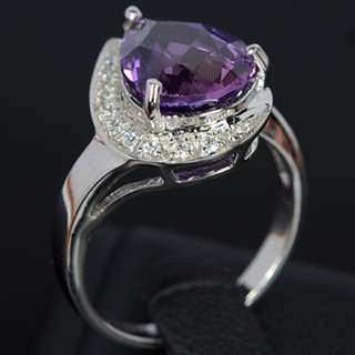 แหวนเงินแท้ 925 พลอยแอเมทิสต์ Amethyst น้ำหนัก 3.21 กะรัต สวยไฟดีค่ะ