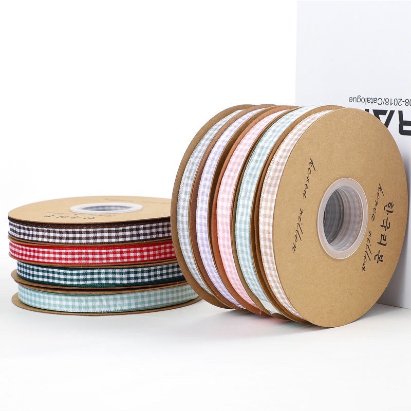 ริบบิ้นผูกกล่องขนมเค้ก ยาว 45 เมตร ริบบิ้นห่อดอกไม้ โบว์ลายตาราง สก๊อต มินิมอล เกาหลี - รูปที่ 3