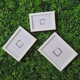 กรอบรูป 3x4 4x6 5x7 6x8 6x9 นิ้วและ A5 สีขาว กรอบรูปมินิมอล ตั้งและแขวน พร้อมกระจก