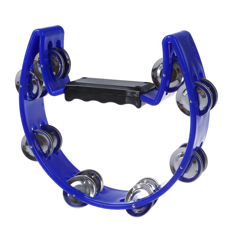 1X Tambourine Blue Hand Held With Double Row Metal amp 1 Pair Wooden ...