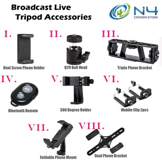 Foto liveBroadcast อุปกรณ์เสริมขาตั้งกล้อง สกรูหัวบอล 1/4 ขายึดสามขา คลิปโทรศัพท์ ที่วางแท็บเล็ตชัตเตอร์กล้อง