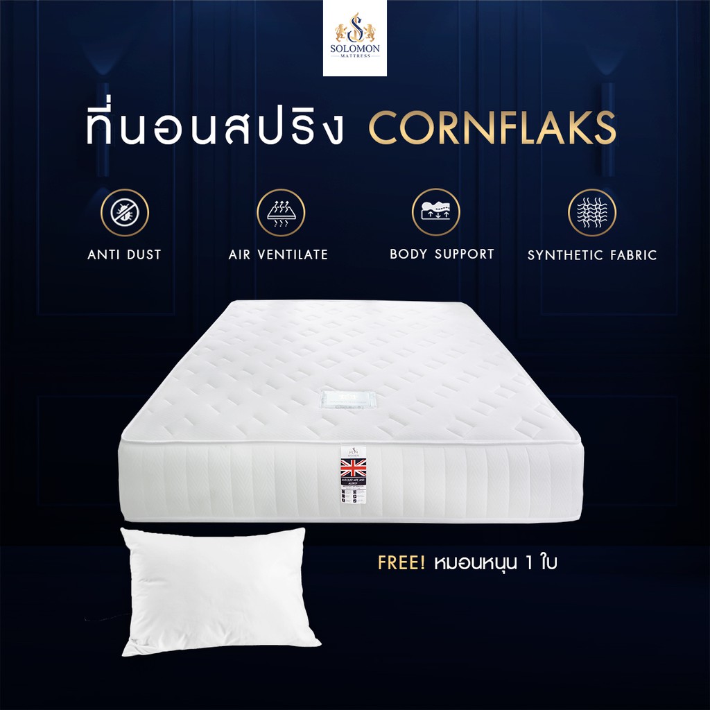 Solomon ที่นอนสปริงผ้านุ่มรุ่น Cornflaks 2 คิ้ว หนา 9 นิ้ว สีขาว #8