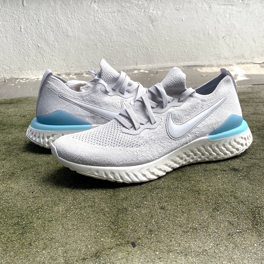 NIKE EPIC REACT FLYKNIT 2 สีเทาสีขาวสีเทาสีเทาสีน้ำเงินรองเท้าวิ่ง ...