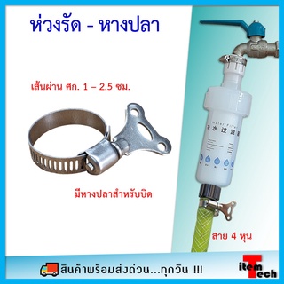 ห่วงรัดสายยาง stainless มีมือบิด ติดตั้งง่าย