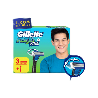 ใหม่! Gillette Flexi Vibe ยิลเลตต์ เฟล็กซ์ซี่ ไวป์ 3 ใบมีดโกน + 1 ด้าม หัวขยับได้ โกนเกลี้ยงในครั้งเดียว