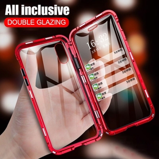 เคสโทรศัพท์มือถือแบบแม่เหล็ก กระจกใส สองด้าน กันกระแทก สําหรับ Huawei Nova 3E 3i 4E 7i 8 Pro Y6P P20 P30E P40 Lite P Smart Plus Z Y9 Prime
