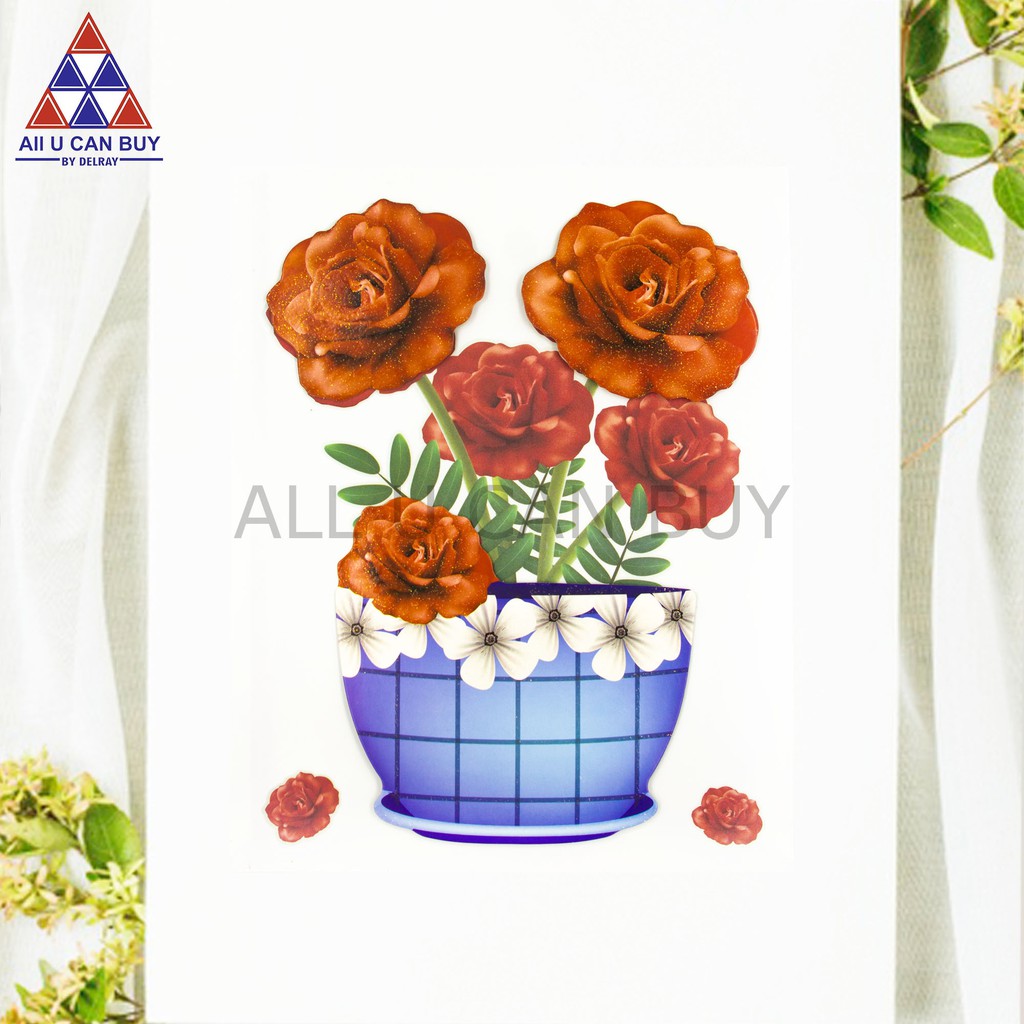 ALL U CAN BUY สติ๊กเกอร์ สติ๊กเกอร์ติดผนัง ตกแต่งห้อง ลายดอกไม้
