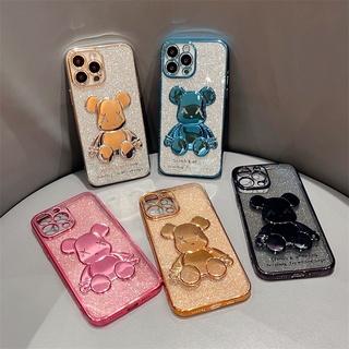 เคส TPUใส หมี3Dกากเพชร iPHONE iP6 iP6S iP6PLUS iP7PLUS iP8PLUS iPXR iP11 iP12 iP12PROMAX iP13 iP13PROMAX