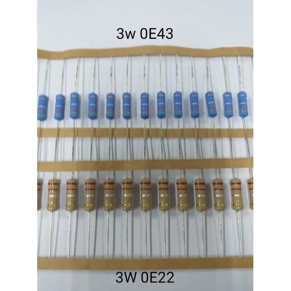 ตัวต้านทาน รีซิลเตอร์ R 3 วัตต์ 0.22 โอห์ม 0.43 โอห์ม จำนวนรวม 30 ตัว