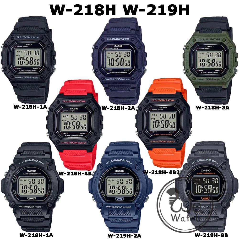 Casio ของแท้ 100% รุ่น W-218H W-219H นาฬิกาผู้ชาย ยอดนิยม พร้อมกล่องและรับประกัน 1ปี W218H W218 W219