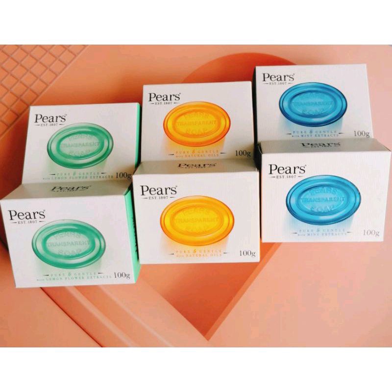 สบู่ก้อน ใส Pears soap ลดสิวที่หลัง แพร์ เพียว แอนด์ เจนเทิล 100 g.