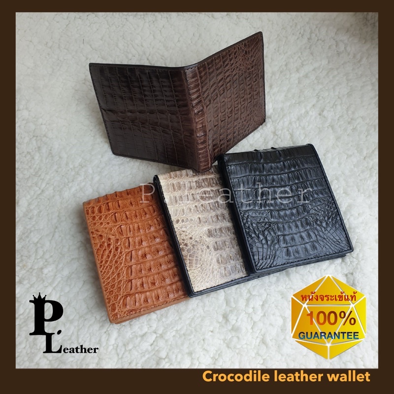 P.Leather💎พร้อมส่ง 🚚 กระเป๋าสตางค์หนังจระเข้ กระดูกหลัง  กระเป๋าสตางค์ หนังแท้ รับประกัน