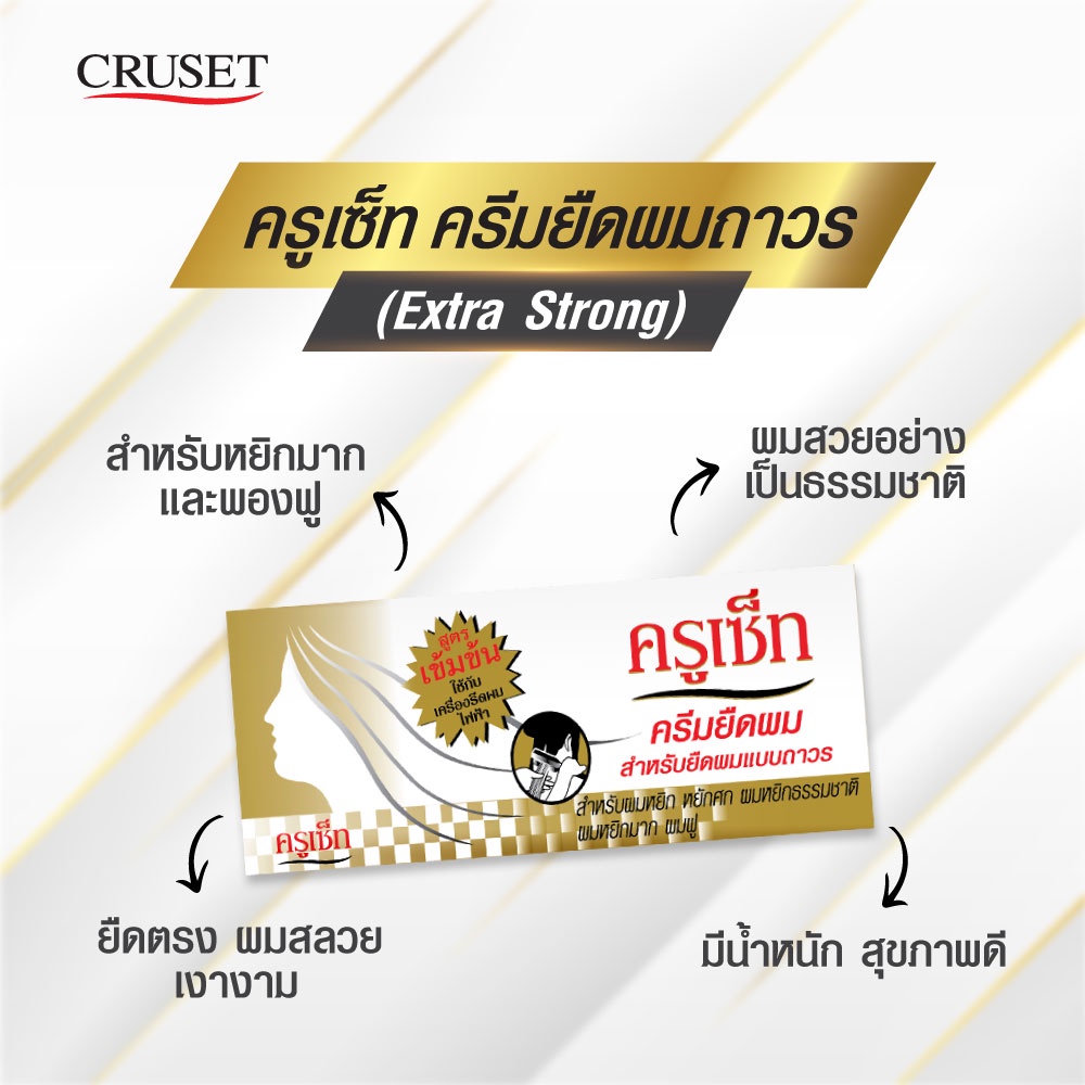 CRUSET ครีมยืดผมถาวร (สูตรเข้มข้น) สำหรับผมหยิกมาก ยืดผมตรง เงางาม มีน้ำหนัก สุขภาพดี ขนาด 60/170 มล. - รูปที่ 3