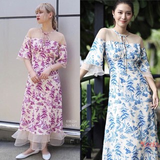 (6962) แม็กซี่เดรสยาว ลายกราฟฟิก