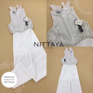 NITTAYA จั๊มสูทเสื้อแขนกุด+กางเกงทรงสวยหรู ชุกออกงาน งานป้าย จั๊มสูทจั้มสูท