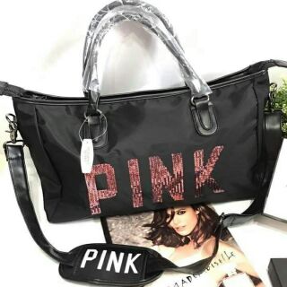 กระเป๋า Victorias Secret PINK Travel Bag กระเป๋าเดินทาง VICTORIAS SECRET ใบขนาดใหญ่ หนังดีสีดำ