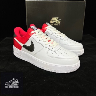 🔥รองเท้าผ้าใบ🔥 Nike Air Force 1 07 lv8 white/Red รองเท้าผ้าใบผู้ชายและผู้หญิง