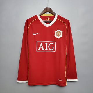 เสื้อกีฬาแขนยาว ลายทีมชาติฟุตบอล Manchester United 2006 2007 ชุดเหย้า สไตล์เรโทร คลาสสิก 06 07