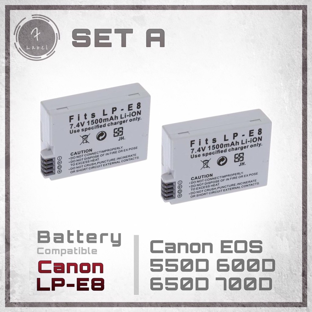 แบตกล้อง Canon LP-E8 + แท่นชาร์จ(แถมถุงผ้า) สำหรับกล้อง Canon EOS 550D 600D 650D 700D