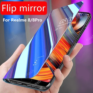 สำหรับ Realme 8 Pro 8Pro Realme8 Realme8Pro เคสฝาพับพีซีกระจกมองข้างอัจฉริยะ 360 ฝาครอบกันกระแทกครอบคลุม