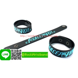 PIERCE THE VEIL ขายริสแบนด์ เพี๊ยชเดอะเวล PTV95NB Wristband สายรัดข้อมือวงร็อค