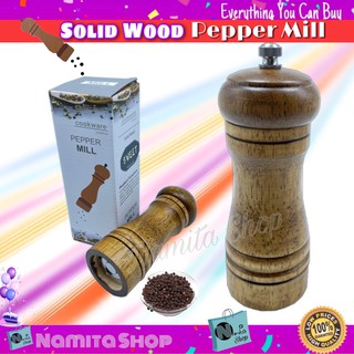 Solid Wood Pepper Mill ที่บดพริกไทย ขวดบดพริกไทย ที่บดพริกไทย เครื่องบดพริกไทยอัตโนมัติ บดเครื่องเทศ ทำจากไม้แท้