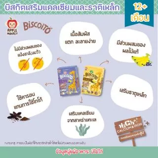 (ขั้นต่ำ 2 ชิ้น หรือรวมกับสินค้าอื่นในร้าน) Apple Monkey ขนมเด็กฝึกเคี้ยวสำหรับเด็ก 8 เดือนขึ้นไป