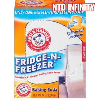 นำเข้า 🇺🇸 เบคกิ้งโซดา (สำหรับดับกลิ่นในตู้เย็น) Arm &amp; Hammer Baking Soda Fridge-n-Freezer Odor Absorber (396.8 g.)