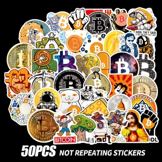 สติกเกอร์ Bitcoin สําหรับตกแต่งบ้านสโนว์บอร์ดแล็ปท็อป 50 ชิ้น